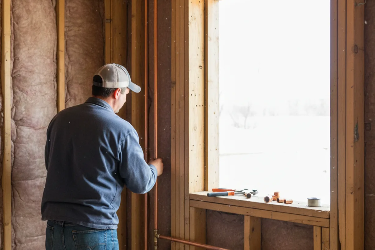 Licensed plumber running new copper supply lines in a Delavan home