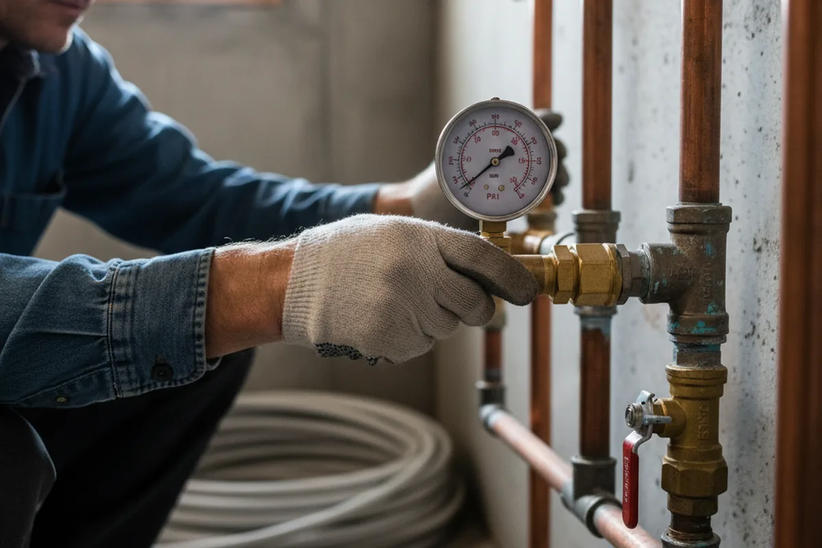 Pressure testing a repaired line during Water Line Repair in Delavan